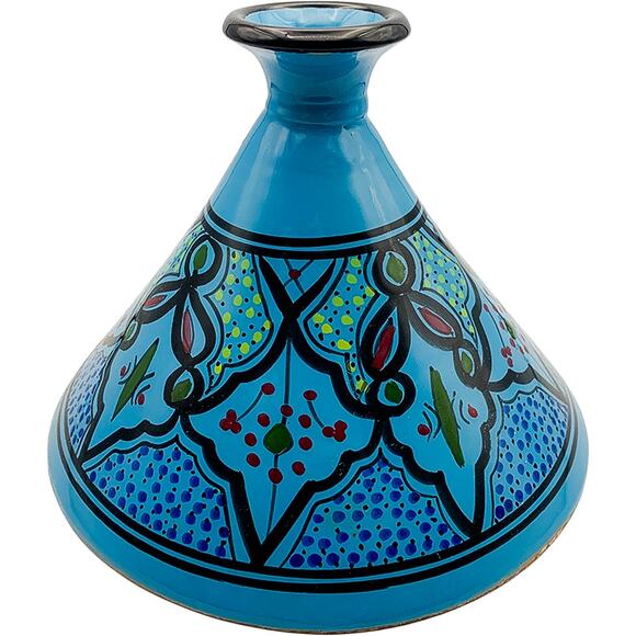 Moroccan Tagine Handmade Hand-Painted Blue Ceramic Glazed Cookware Lid Only - Picture 1 of 9